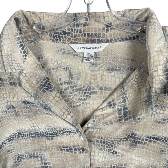 August Max Womens Silk Top 28W Snakeskin Print Silky Flowy Work Office Capsule - Picture 4 of 14